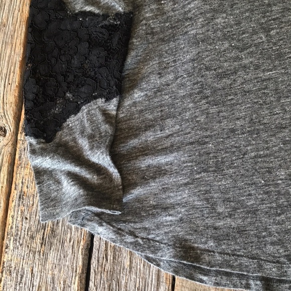 Zara Grey Top with Black Lace Insert Sleeves Size Medium - Picture 6 of 7